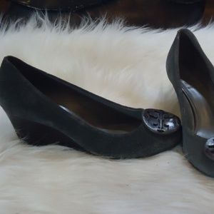 Tory Burch Gray Suede Wedges (5.5)